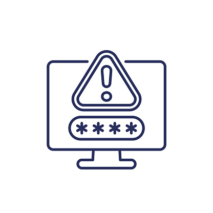 password warning line icon on white