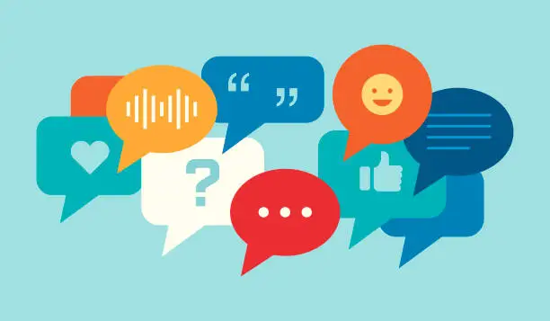 Vector illustration of Speech Bubbles Talking Chatting Discussing Concept