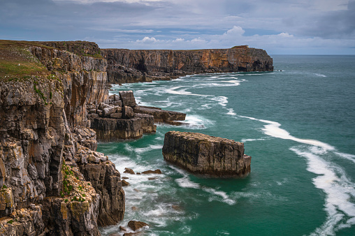 A view of the south Wales coast at St. Govan's Head, Pembrokeshire. This is one of most spectacular parts of the Welsh Coastal Path