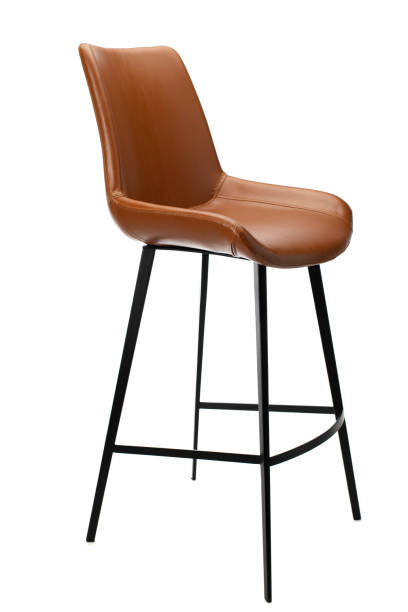 leather bar stool side view - high stool imagens e fotografias de stock