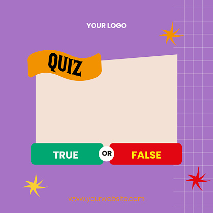 Quiz vector. True or false? Vector banner illustration on color background.