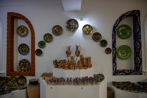 plates in wall gallery in bukhara