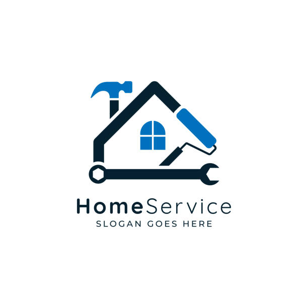 illustrations, cliparts, dessins animés et icônes de conception de logo de certains services, de l’entretien de la maison et du service de peinture. - rénovation intérieure