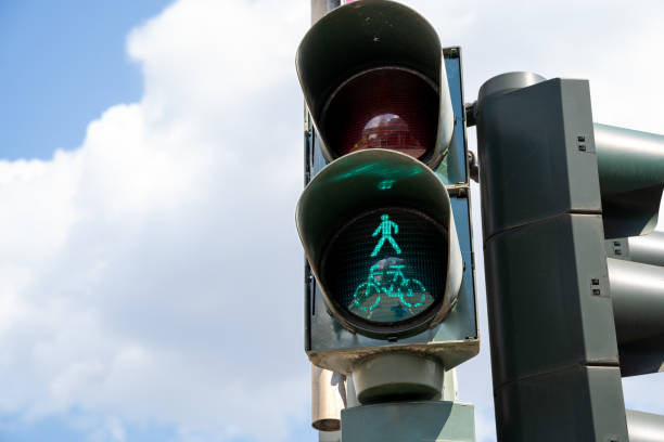 istock Green traffic light for pedestrians and cyclists 1916967543