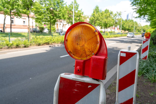 istock Construction site lamp on the street 1916967550