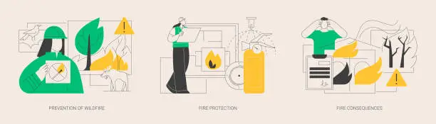 Vector illustration of Firefighting service abstract concept vector illustrations.