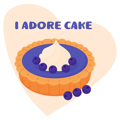 Pie day. Poster for pastry shops. I love pies, cakes. Vector flat illustration