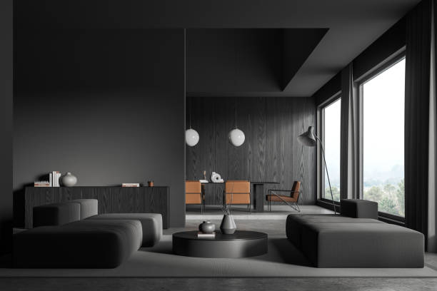istock Gray living room and dining room interior 1917023409