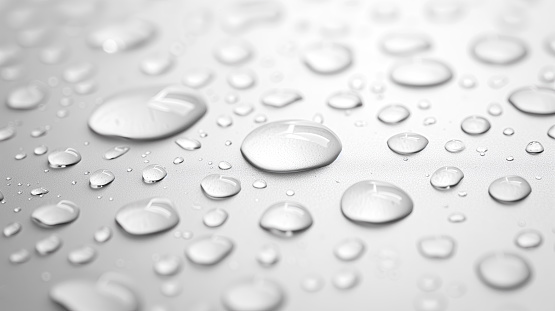 Water droplets on white surface