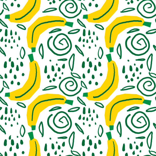 바나나 손으로 그린 원활한 패턴 벡터 아트 일러스트