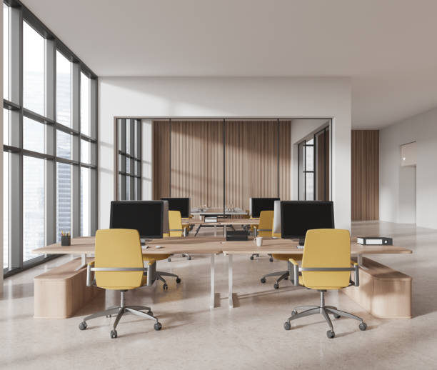 istock White and wooden open space office interior with board room 1917040275