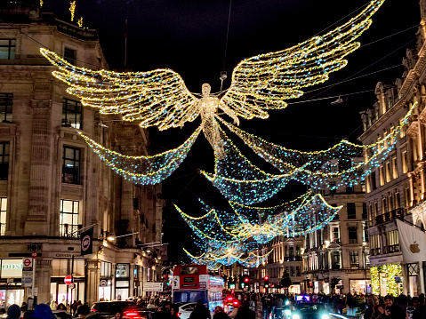 Traditional christmas decoration around regent street of london england UK