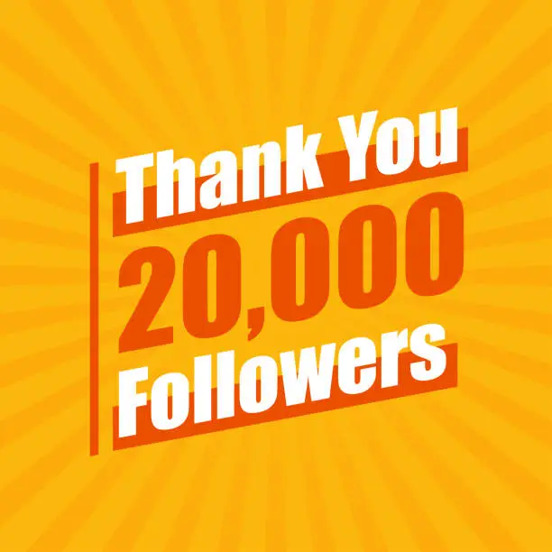 Vector illustration of Thanks 20000 followers, 20K followers celebration modern colorful design.