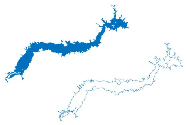 Vector illustration of Sobradinho Lake (Federative Republic of Brazil) map vector illustration, scribble sketch Reservoir Lago de Sobradinho dam map