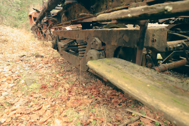 istock Old and abandoned train at Canfranc station in Aragonese Pyrenees, Spain 1917067882