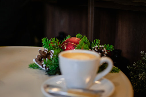 coffee with New Year's decoration