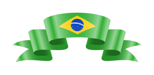 istock Waving Brazil flag. National waving flag on a white background. 1917090032