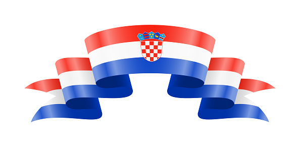 Waving Croatia flag. National waving flag on a white background. Vector illustration.