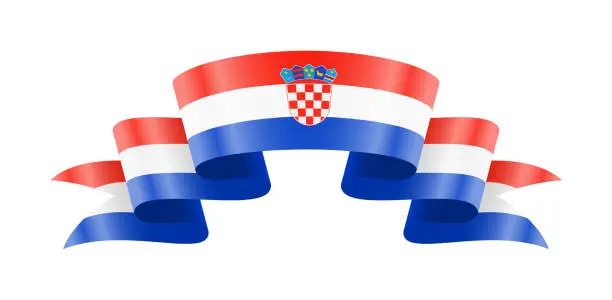 Vector illustration of Waving Croatia flag. National waving flag on a white background.