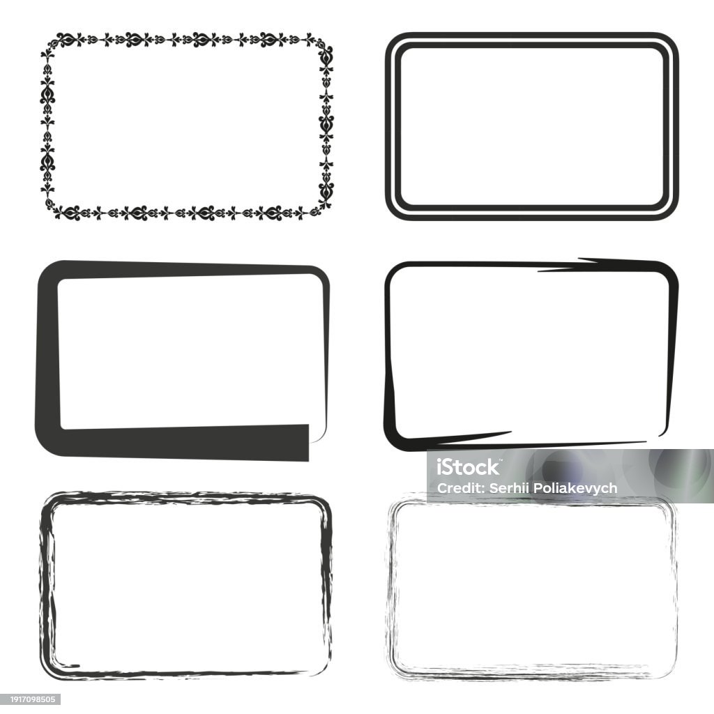 Retangular Frame Drawing Hand Drawn Rectangular Frames Square Frames Set Vector Illustration Eps ...