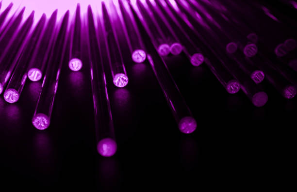 glowing optical fiber in the dark