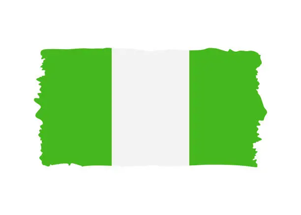 Vector illustration of Nigeria Flag - grunge style vector illustration. Flag of Nigeria and text isolated on white background