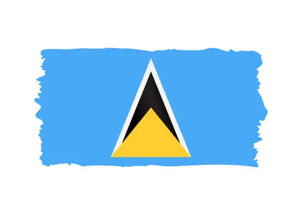 Vector illustration of Saint Lucia Flag - grunge style vector illustration. Flag of Saint Lucia and text isolated on white background