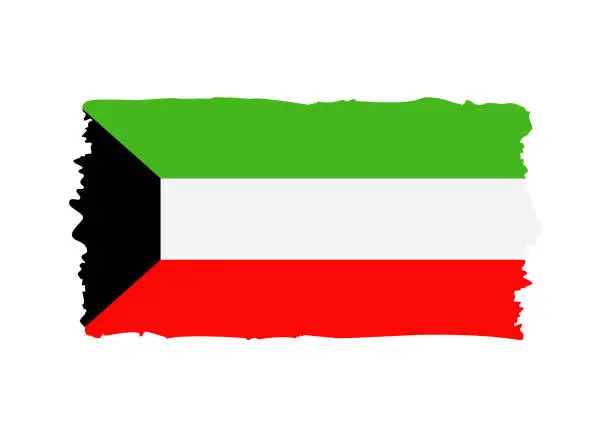 Vector illustration of Kuwait Flag - grunge style vector illustration. Flag of Kuwait and text isolated on white background