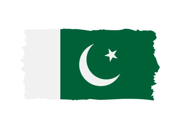 Vector illustration of Pakistan Flag - grunge style vector illustration. Flag of Pakistan and text isolated on white background