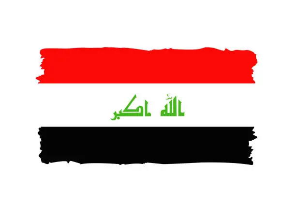 Vector illustration of Iraq Flag - grunge style vector illustration. Flag of Iraq and text isolated on white background