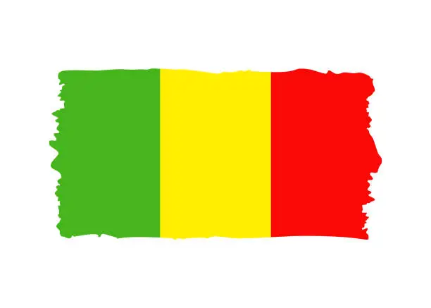 Vector illustration of Mali Flag - grunge style vector illustration. Flag of Mali and text isolated on white background
