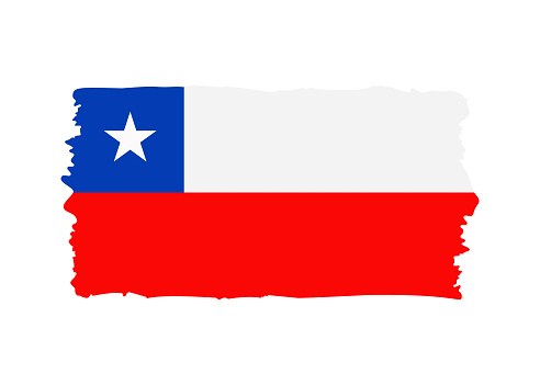 Chile Flag - grunge style vector illustration. Flag of Chile and text isolated on white background