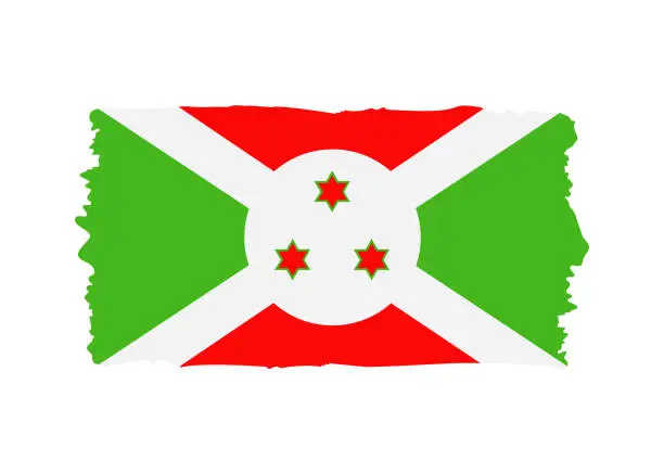 Vector illustration of Burundi Flag - grunge style vector illustration. Flag of Burundi and text isolated on white background