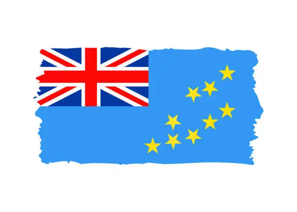 Vector illustration of Tuvalu Flag - grunge style vector illustration. Flag of Tuvalu and text isolated on white background
