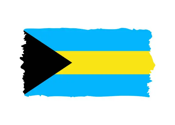 Vector illustration of Bahamas Flag - grunge style vector illustration. Flag of Bahamas and text isolated on white background