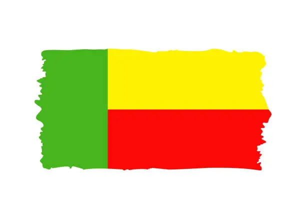 Vector illustration of Benin Flag - grunge style vector illustration. Flag of Benin and text isolated on white background