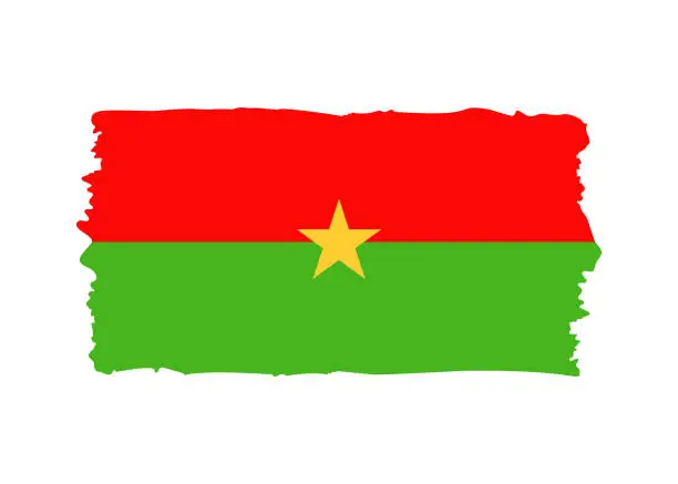 Vector illustration of Burkina Faso Flag - grunge style vector illustration. Flag of Burkina Faso and text isolated on white background
