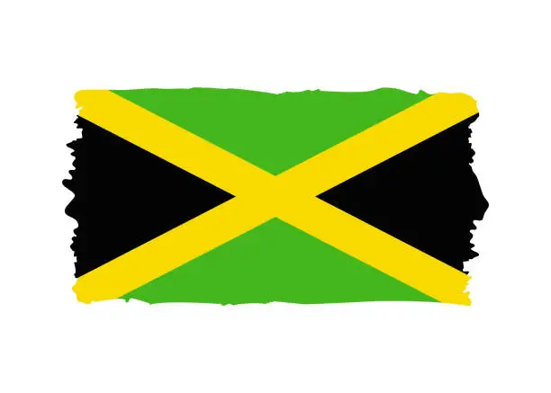 Vector illustration of Jamaica Flag - grunge style vector illustration. Flag of Jamaica and text isolated on white background
