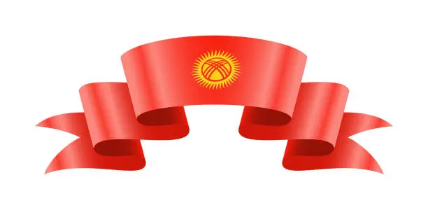 Vector illustration of Waving Kyrgyzstan flag. National waving flag on a white background.