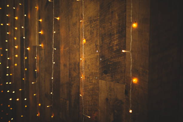 istock Decorative lights against a wooden wall at a wedding 1917120326