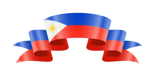 Vector illustration of Waving Philippines flag. National waving flag on a white background.