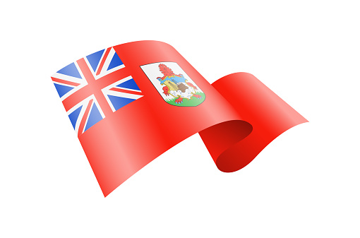 Waving Bermuda flag. National waving flag on a white background. Vector illustration.