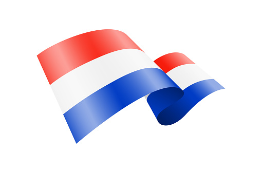 Waving Netherlands flag. National waving flag on a white background. Vector illustration.