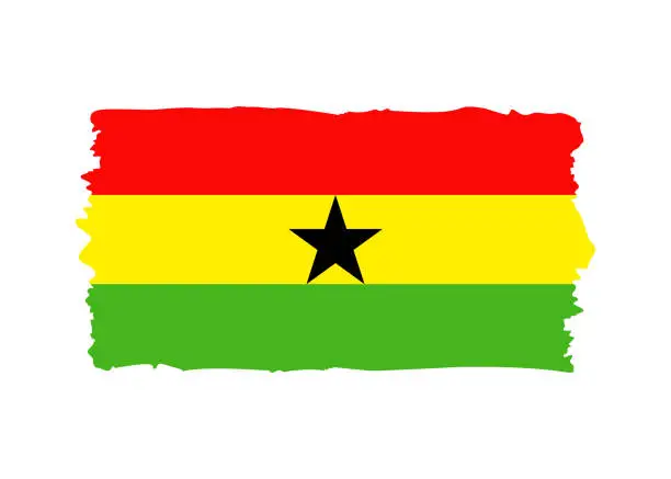 Vector illustration of Ghana Flag - grunge style vector illustration. Flag of Ghana and text isolated on white background