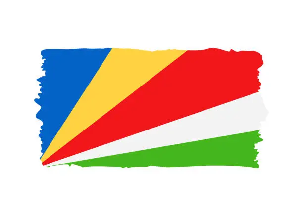 Vector illustration of Seychelles Flag - grunge style vector illustration. Flag of Seychelles and text isolated on white background