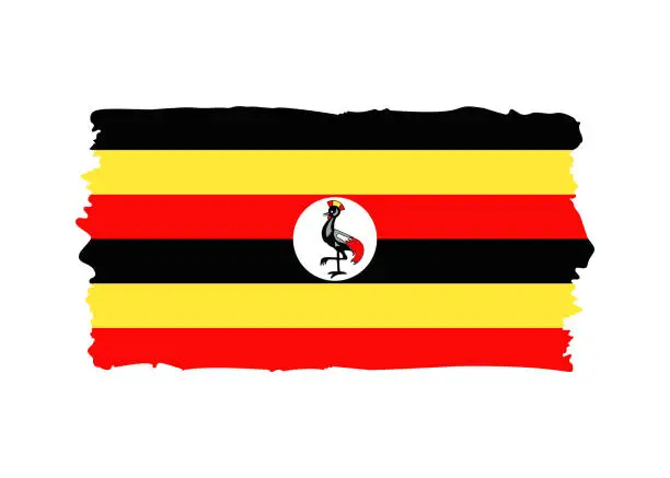 Vector illustration of Uganda Flag - grunge style vector illustration. Flag of Uganda and text isolated on white background