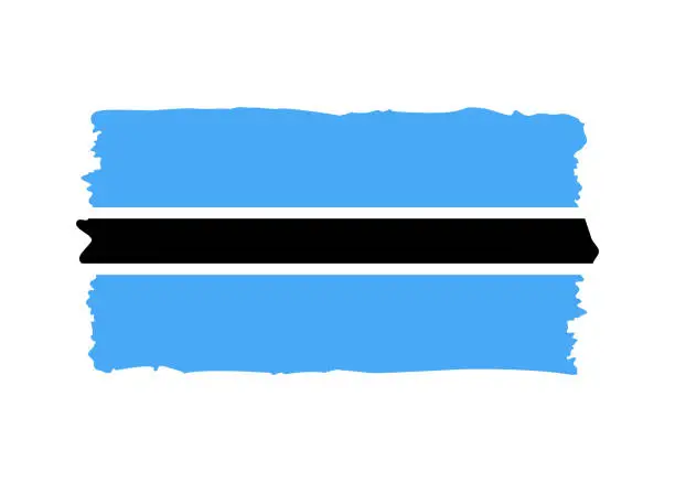 Vector illustration of Botswana Flag - grunge style vector illustration. Flag of Botswana and text isolated on white background