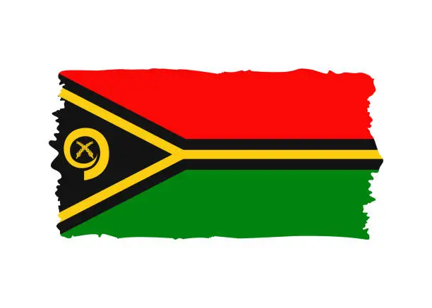 Vector illustration of Vanuatu Flag - grunge style vector illustration. Flag of Vanuatu and text isolated on white background