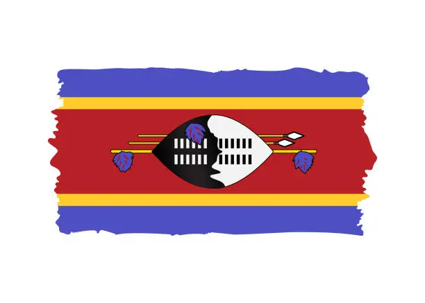 Vector illustration of Swaziland Flag - grunge style vector illustration. Flag of Swaziland and text isolated on white background