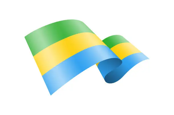 Vector illustration of Waving Gabon flag. National waving flag on a white background.